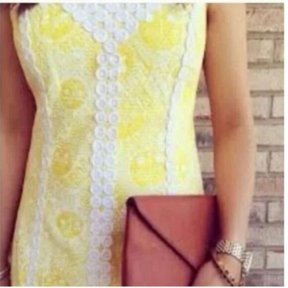 Lilly Pulitzer Yellow and White Dress with Lace Accents - Picture 2 of 7